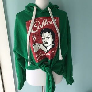 Green Coffee Graphic Hoodie